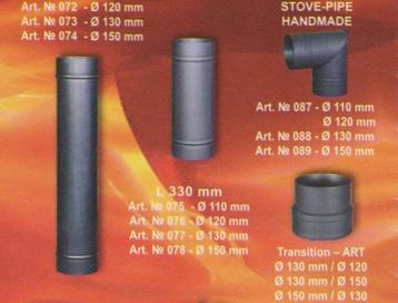Kachelpijpen, buizen van Ø 110, 120, 130 en 150 mm beschikbaar voor biedingen