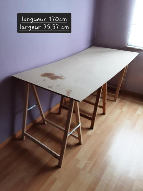 Planche gyproc et 3 tréteaux, Huis en Inrichting, Tafels | Bijzettafels, Gebruikt, Rechthoekig, 60 cm of meer, 75 cm of meer, Hout