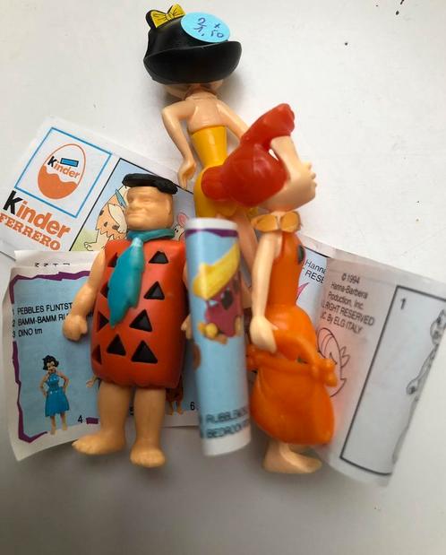 Kindersurprise: 3 poppetjes uit de Flinstones, Verzamelen, Verrassingseieren, Gebruikt, Steekfiguren, Ophalen of Verzenden