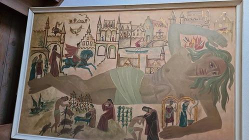 Schilderij thema religieus, schilder onbekend, 155 x 99 cm, Antiek en Kunst, Kunst | Schilderijen | Klassiek, Ophalen