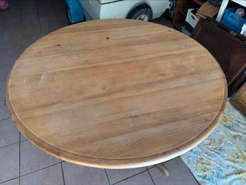 Ronde tafel (ovaal) in massief eikenhout met verlengstuk,, Huis en Inrichting, Tafels | Eettafels, Ophalen, Zo goed als nieuw