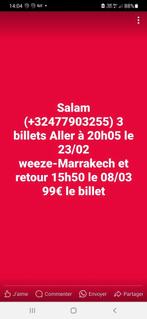 0032477903255_ 3billets  de weeze(allemange)-Marrakech, Vacances