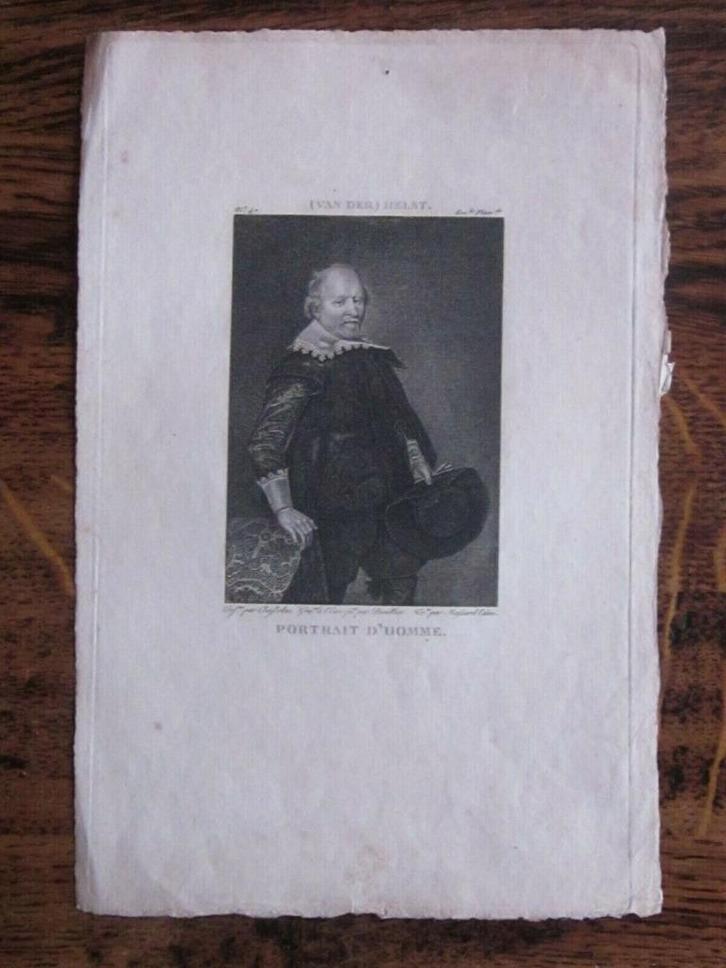Van der Helst Portrait d'Homme Gravure 1807 Ecole Flamande, Antiek en Kunst, Kunst | Etsen en Gravures, Ophalen of Verzenden