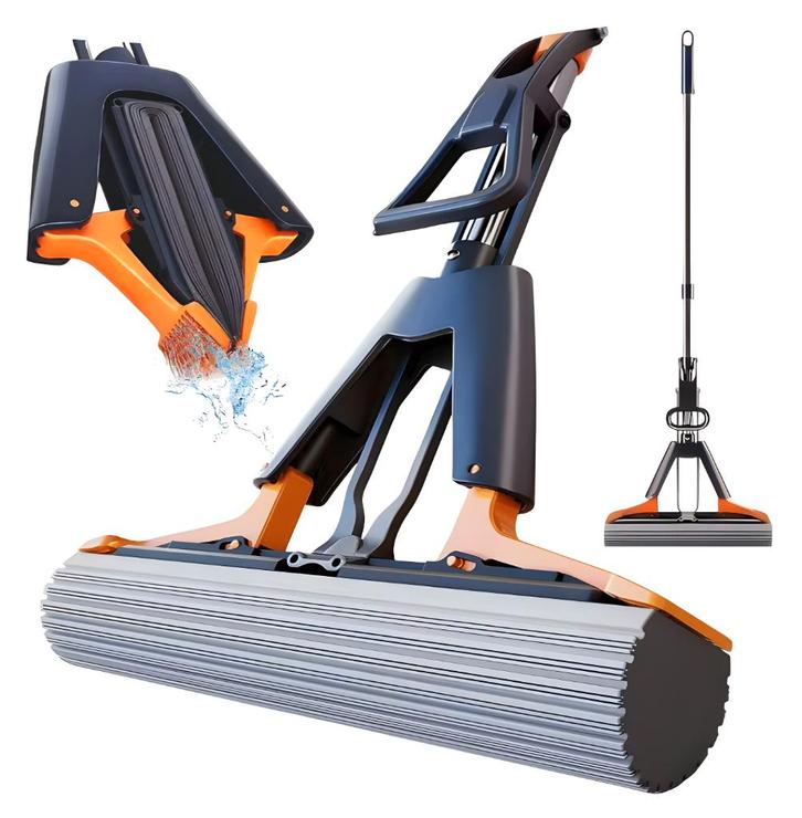 Dweil Vloerwisser Mop, Zelfuitwringend Systeem, 2 PVA Spons, Huis en Inrichting, Schoonmaakartikelen, Mop of Dweil, Verzenden