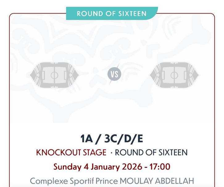 Africa Cup Ticket 2x Achtste Finale Marokko / 4 Januari, Tickets en Kaartjes, Sport | Voetbal, December