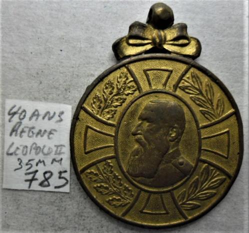 Leopold II 40 jaar regeerperiode, 35 mm penning, Postzegels en Munten, Penningen en Medailles, Overige materialen, Ophalen of Verzenden