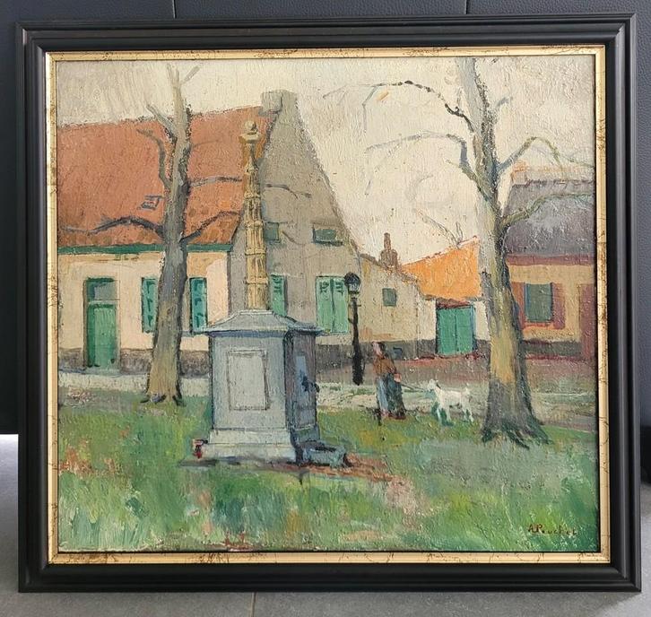 Adolf POUCHET, boerin met geit, Antiquités & Art, Art | Peinture | Classique, Enlèvement ou Envoi