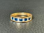18 karaat gouden ring natuurlijke diamant en saffier 1.75ct!, Handtassen en Accessoires, Ringen, 18 tot 19, Geel, Ophalen of Verzenden