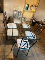 Table en verre et fer forgé + 6 chaises, Maison & Meubles, Enlèvement, Utilisé, 4 à 6 chaises