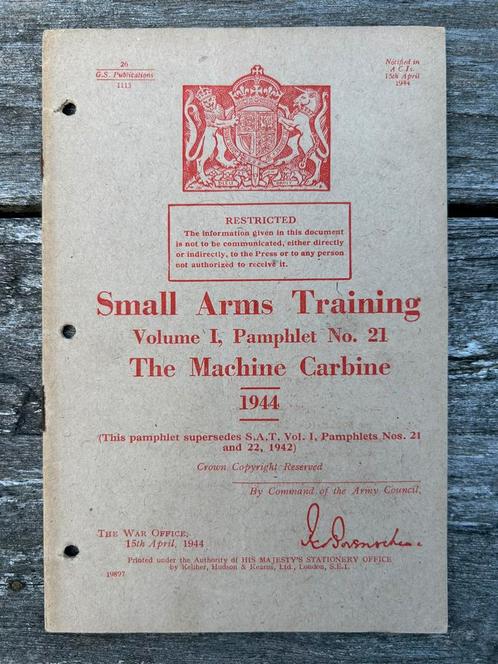 British manual Sten gun en Thompson SMG Restricted, Verzamelen, Militaria | Tweede Wereldoorlog, Ophalen of Verzenden