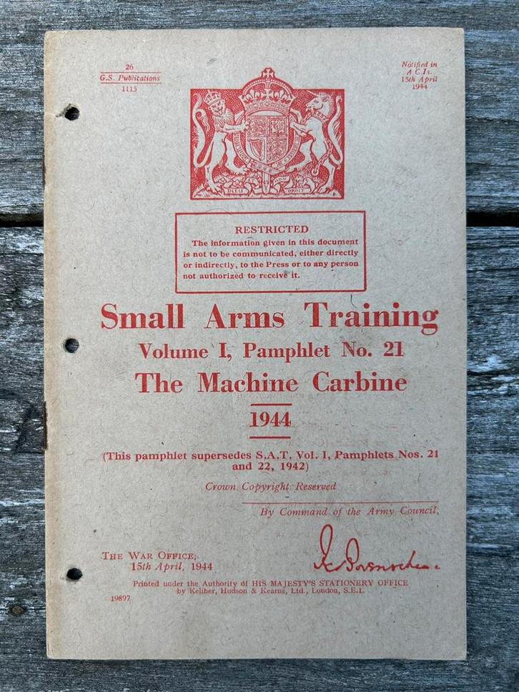 British manual Sten gun en Thompson SMG Restricted, Verzamelen, Militaria | Tweede Wereldoorlog, Ophalen of Verzenden