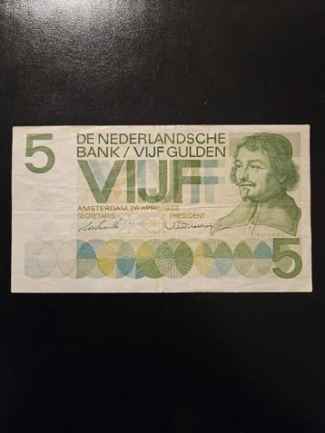5 gulden Nederland 1966 jaar Vondel, Postzegels en Munten, Bankbiljetten | Nederland, Ophalen of Verzenden, 5 gulden, Los biljet