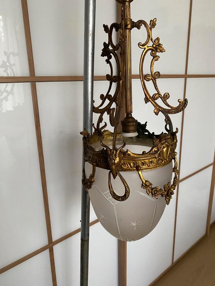 Luminaires anciens, Maison & Meubles, Lampes | Lustres, Utilisé, Verre, Métal, Enlèvement ou Envoi