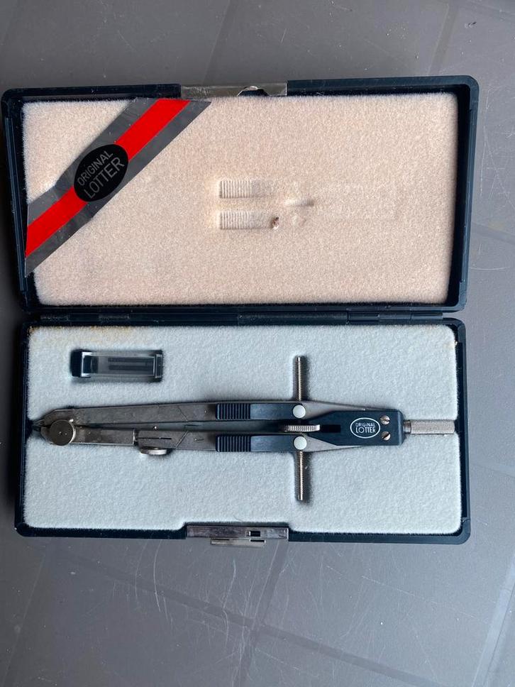 Original Lotter passer set – in etui, Diversen, Schoolbenodigdheden, Zo goed als nieuw, Ophalen
