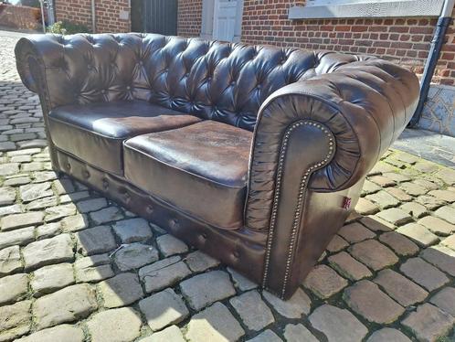 Chesterfield, Huis en Inrichting, Zetels | Zetels, Zo goed als nieuw, Rechte bank, Tweepersoons, 150 tot 200 cm, 75 tot 100 cm