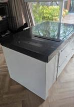 COMPLETE HOOGGLANS KEUKEN MET KOOKEILAND, Huis en Inrichting, Gebruikt, Wit, Met kookeiland, Graniet of Steen