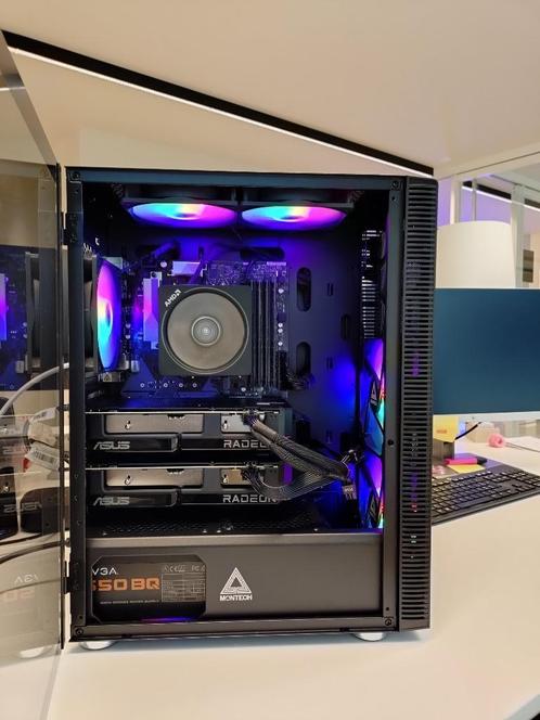 Ryzen 7 2700X, Dual RX 7600XT 16GB AI PC, Computers en Software, Desktop Pc's, Zo goed als nieuw, SSD, 32 GB, Met videokaart, Gaming