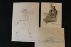 Paul Daxhelet. Lot de 3 aquarelles., Antiek en Kunst, Ophalen of Verzenden