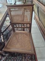 6 antieke stoelen met rieten afwerking, Maison & Meubles, Chaises, Antiek, Brun, Enlèvement, Bois