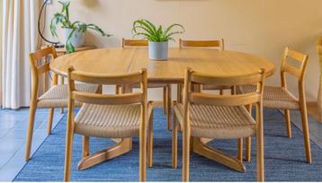 Vintage eiken eetkamerstoelen no84 papercord Niels Moller beschikbaar voor biedingen