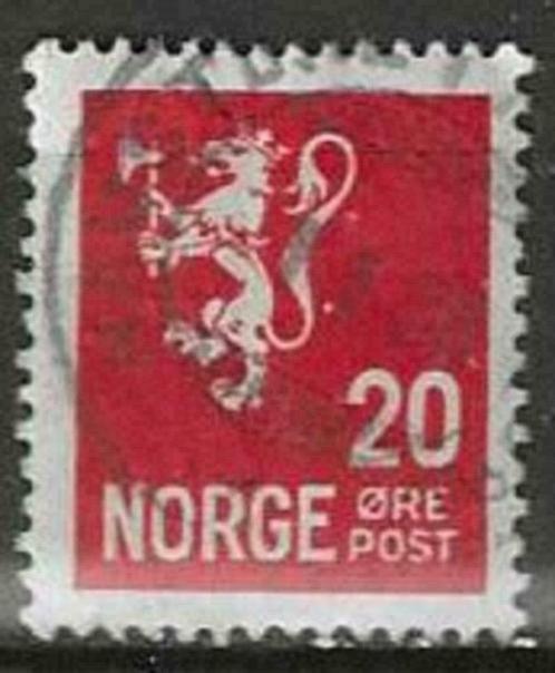 Noorwegen 1926-1929 - Yvert 115 - Leeuw en waardecijfer (ST), Timbres & Monnaies, Timbres | Europe | Scandinavie, Affranchi, Norvège
