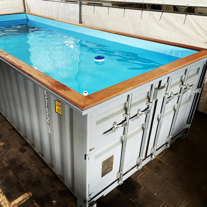 Zwembad met containers, Tuin en Terras, Zwembaden, Nieuw, Opzetzwembad, 120 cm of meer, 400 cm of meer, 200 tot 300 cm, Rechthoekig