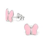 Boucles d'oreilles enfants en argent avec papillon rose - 8, Bijoux, Sacs & Beauté, Enlèvement ou Envoi, Boucles d'oreilles, Neuf