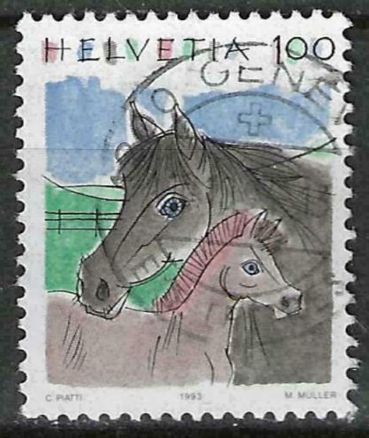Zwitserland 1993 - Yvert 1419 - Dieren - Paard en veulen(ST), Postzegels en Munten, Postzegels | Europa | Zwitserland, Gestempeld