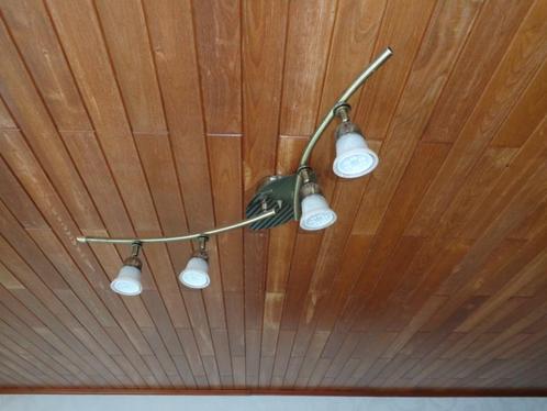 Plafondverlichting met 4 lampen + 1 gratis (zie tekst), Huis en Inrichting, Lampen | Plafondlampen, Gebruikt, Glas, Metaal, Ophalen