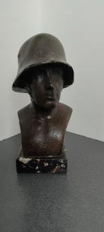 Duitse soldaat beeldje plaaster marmer Stahlhelm buste, Verzamelen, Militaria | Algemeen, Ophalen of Verzenden