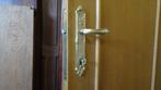 Houten deur + handgrepen, beslag, slot en sleutel, 150 tot 225 cm, Overige typen, Gebruikt, Hout