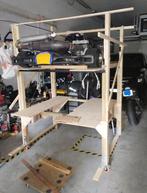 Support empilable en bois pour 3 karts sur roues, Comme neuf, Autres types, Enlèvement ou Envoi