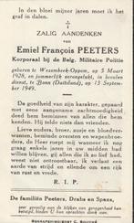 Ongeval militaire dienst Marcel Peenen Siegburg 1947, Verzamelen, Bidprentjes en Rouwkaarten, Ophalen of Verzenden