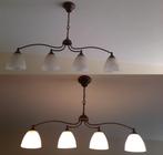 2 Lusters 4 lampen, Huis en Inrichting, Lampen | Hanglampen, Ophalen of Verzenden, Gebruikt, Glas