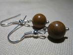 Oorringen : 8 mm parel: jasper, Handtassen en Accessoires, Oorbellen, Overige materialen, Hangers, Bruin, Nieuw