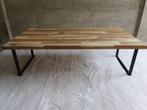 Houten salontafel en metalen poten, Ophalen, Zo goed als nieuw, Rechthoekig, Minder dan 50 cm