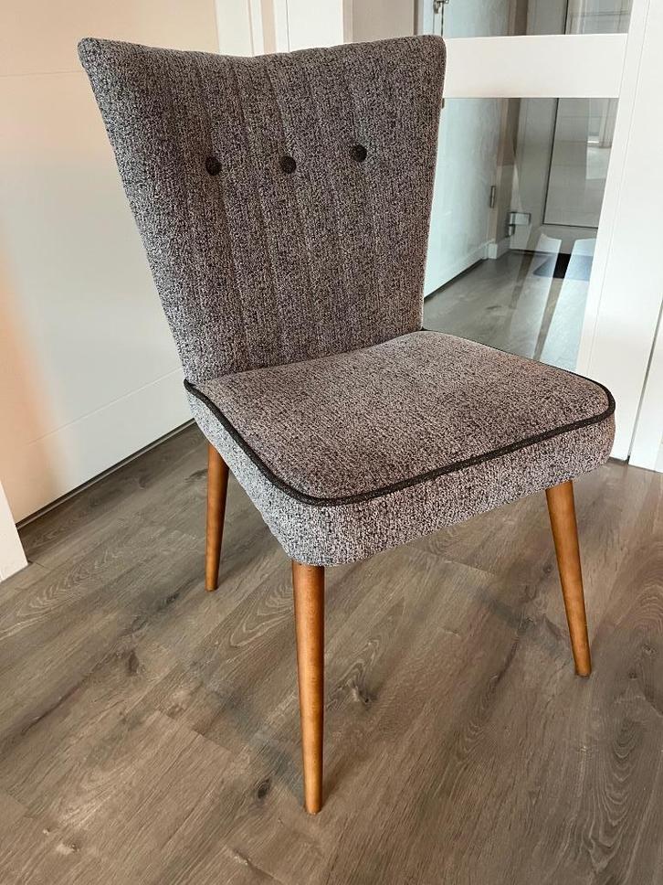 6 eetkamerstoelen “Montel”, Huis en Inrichting, Stoelen, Zo goed als nieuw, Vijf, Zes of meer stoelen, Stof, Grijs, Ophalen