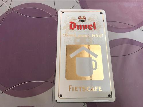 Duvel emaille reclamebord Fietscafe, Verzamelen, Merken en Reclamevoorwerpen, Gebruikt, Reclamebord, Ophalen of Verzenden