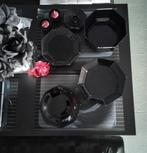 Vintage Arcoroc Octime Servies – Zwart 8hoekig – Jaren '80, Ophalen