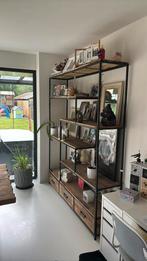 Boekenrek / open kast teakhout met zwart aluminium, Huis en Inrichting, Ophalen, Zo goed als nieuw