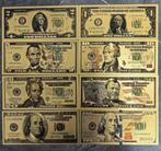 Lot 8 billets dollars plaquer or 24k, Timbres & Monnaies, Billets de banque | Europe | Billets non-euro, Enlèvement ou Envoi