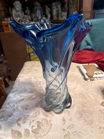 Originele Murano glas vaas blauw – 36 cm beschikbaar voor biedingen