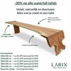 Massieve Suar Waterfall tafels, Huis en Inrichting, Tafels | Eettafels, Ophalen, 100 tot 150 cm, Vijf personen of meer, Rechthoekig