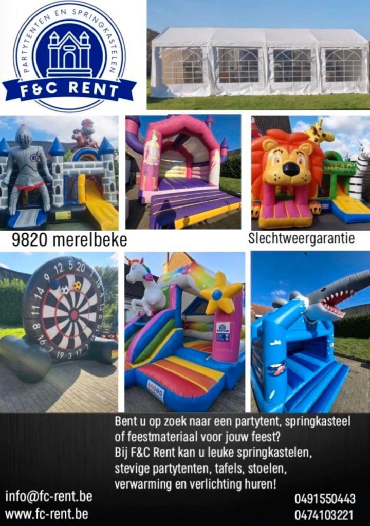 Springkasteel & tent verhuur, Hobby en Vrije tijd, Feestartikelen | Verhuur, Zo goed als nieuw, Ophalen of Verzenden