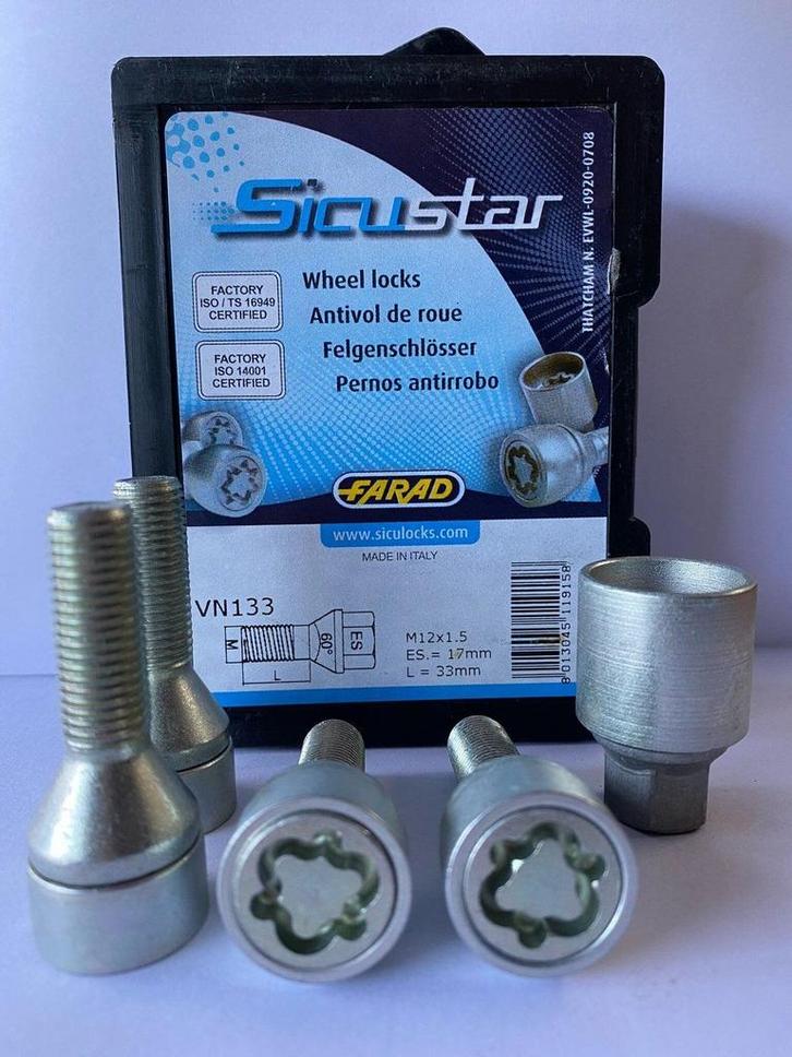 Nieuwe Wielsloten Slotbouten M12x1.5 33mm Bouten Anti Diefst, Auto-onderdelen, Overige Auto-onderdelen, Nieuw, Ophalen of Verzenden