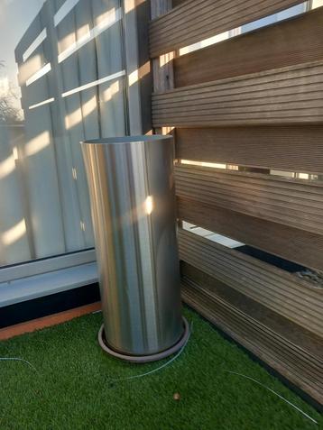 3 bloembakken inox, Tuin en Terras, Bloembakken en Plantenbakken, Ophalen, Zo goed als nieuw