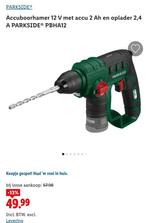 Boormachine + 2 Batterijen - parkside lidl 12v 4ah - NIEUW, Ophalen of Verzenden, Nieuw, Boor- en Schroefmachine, Variabele snelheid