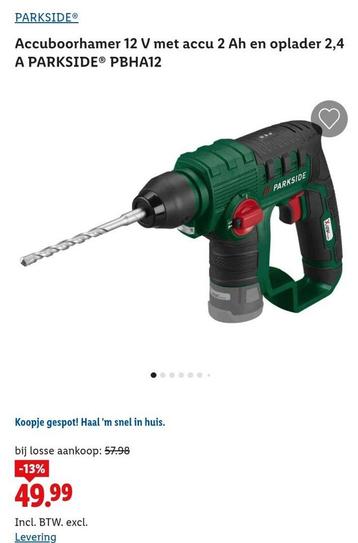 Boormachine + 2 Batterijen - parkside lidl 12v 4ah - NIEUW  beschikbaar voor biedingen