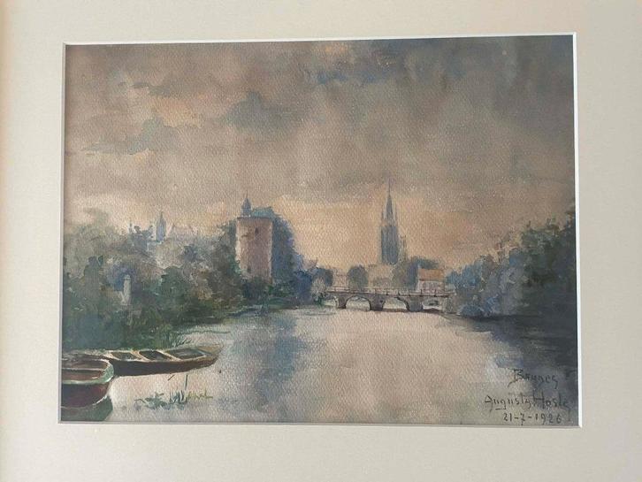 Aquarel Augusta Hoste (1881-1965) Minnewaterpark, Antiek en Kunst, Kunst | Schilderijen | Klassiek, Ophalen