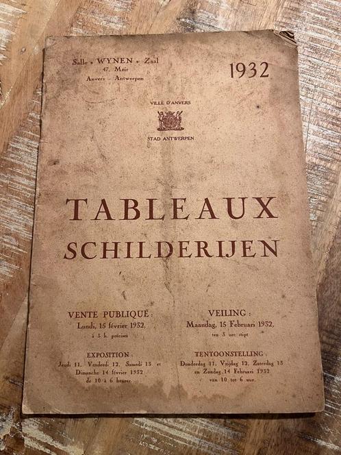 Salle Wynen Zaal, Tableaux / Schilderijen Veiling 1932, Antiek en Kunst, Antiek | Boeken en Manuscripten, Ophalen of Verzenden
